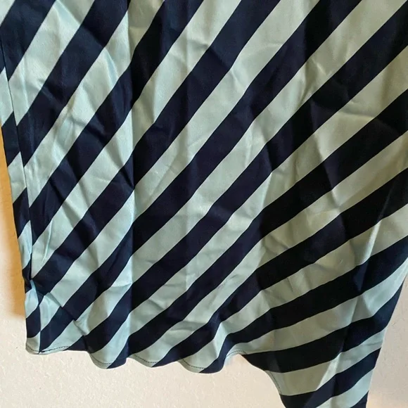 Anthropologie Texco Satin Blue Diagonal Stripe Boho Coquette Maxi Skirt XXS - Picture 12 of 13